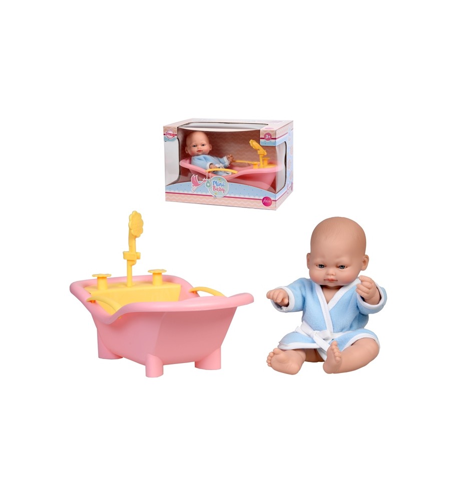 MINI BABY BAÑERA CON MUÑECO 28 cm.