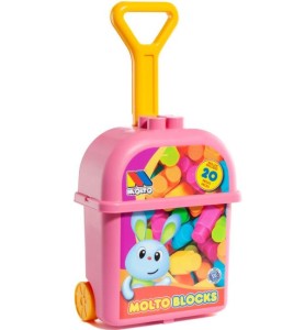 CARRITO CON 20 BLOQUES ROSA