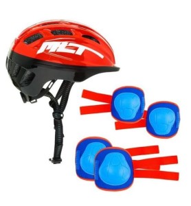 SET CASCO + PROTECCIONES ROJO