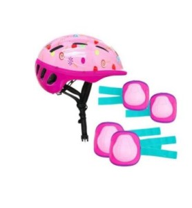 SET CASCO + PROTECCIONES ROSA